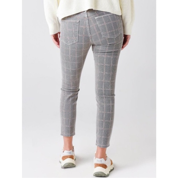 High skinny cropped “windowpane” plaid pants - Picture 3 of 6